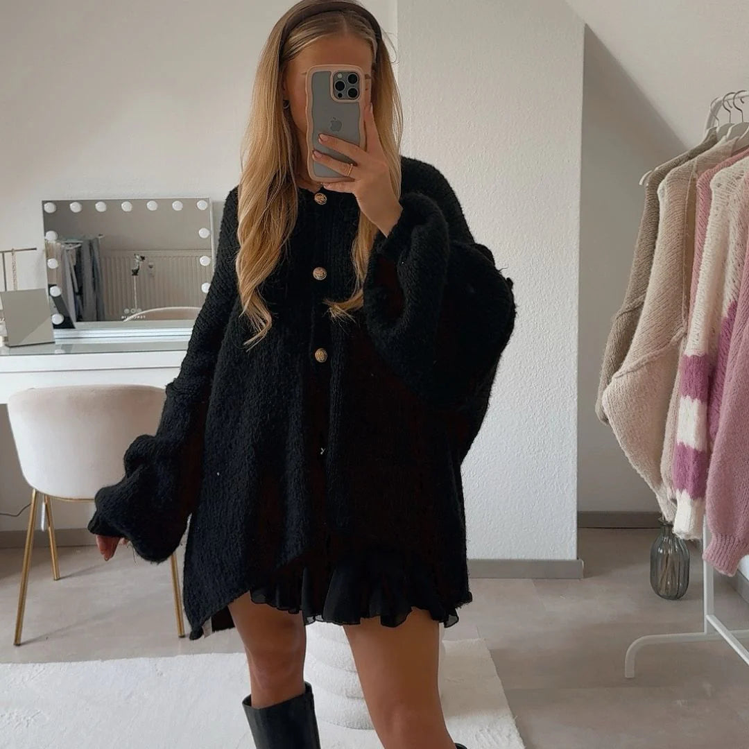 Zoë | Oversized vest met gouden knopen